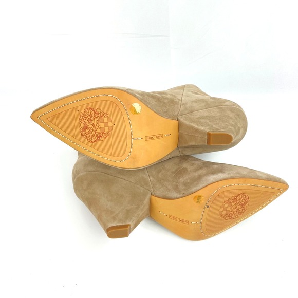 NEW Vince Camuto Suede Leather Mid Calf Boots Women's 10 M Regina Pull On Beige - Picture 8 of 9